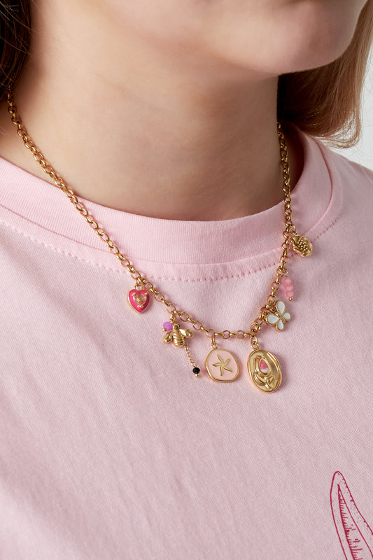 Ketting met bedels en bloemen