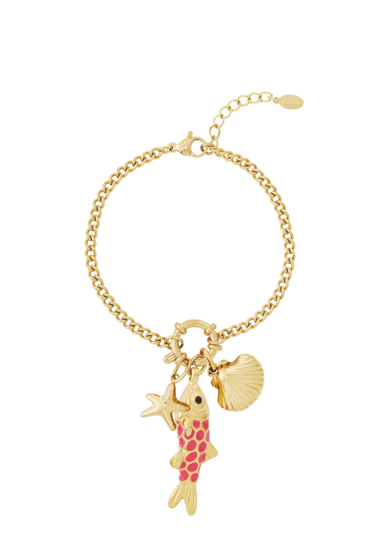 Gouden zeearmband met verwisselbare oceaanbedels