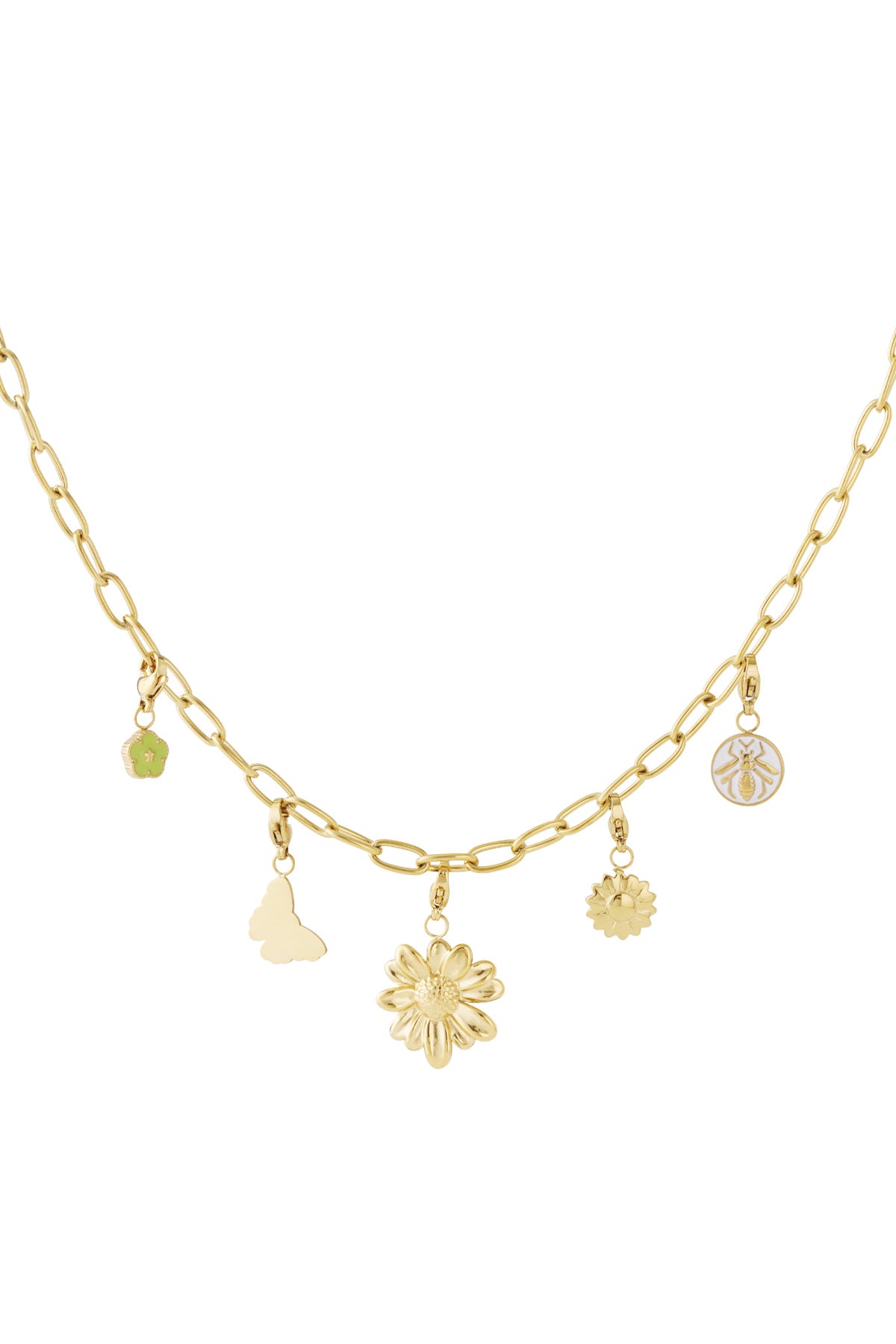 Ketting met vlinder- en bloemenbedels
