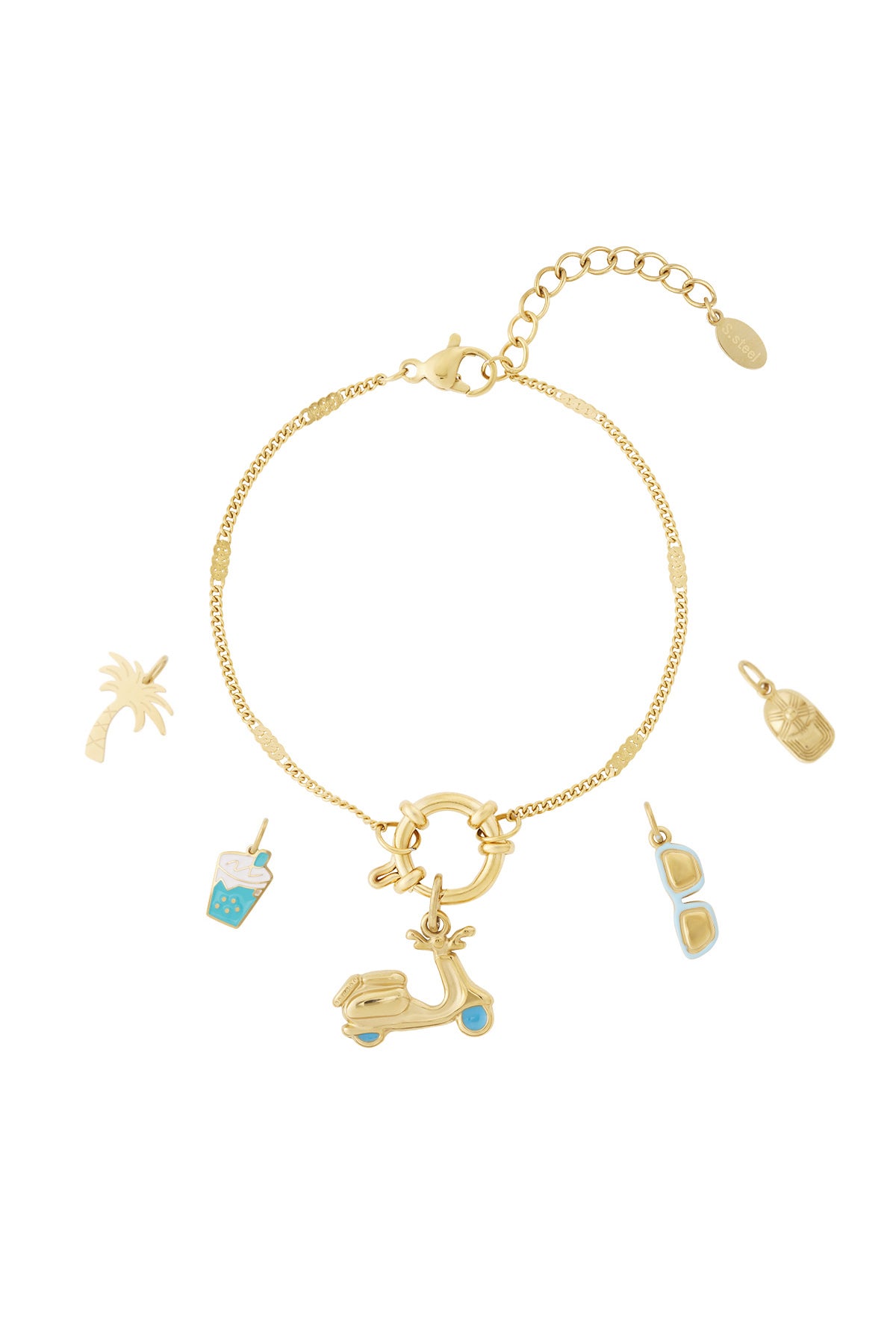 Armband met scooterbedel en verwisselbare hangers