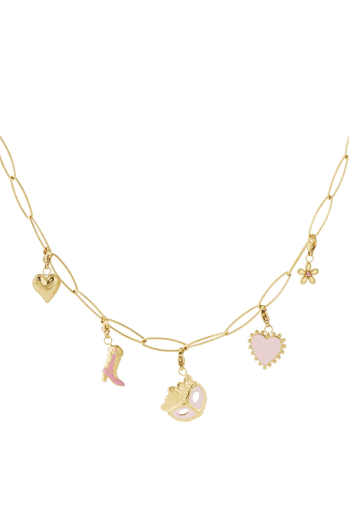 Ketting met roze hart en tasbedel