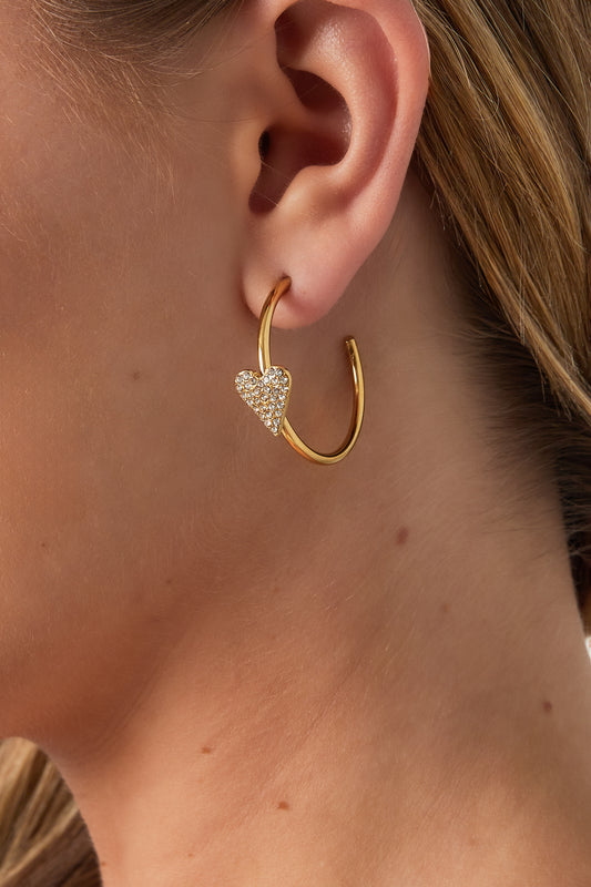 Kristallen hartvormige oorringen