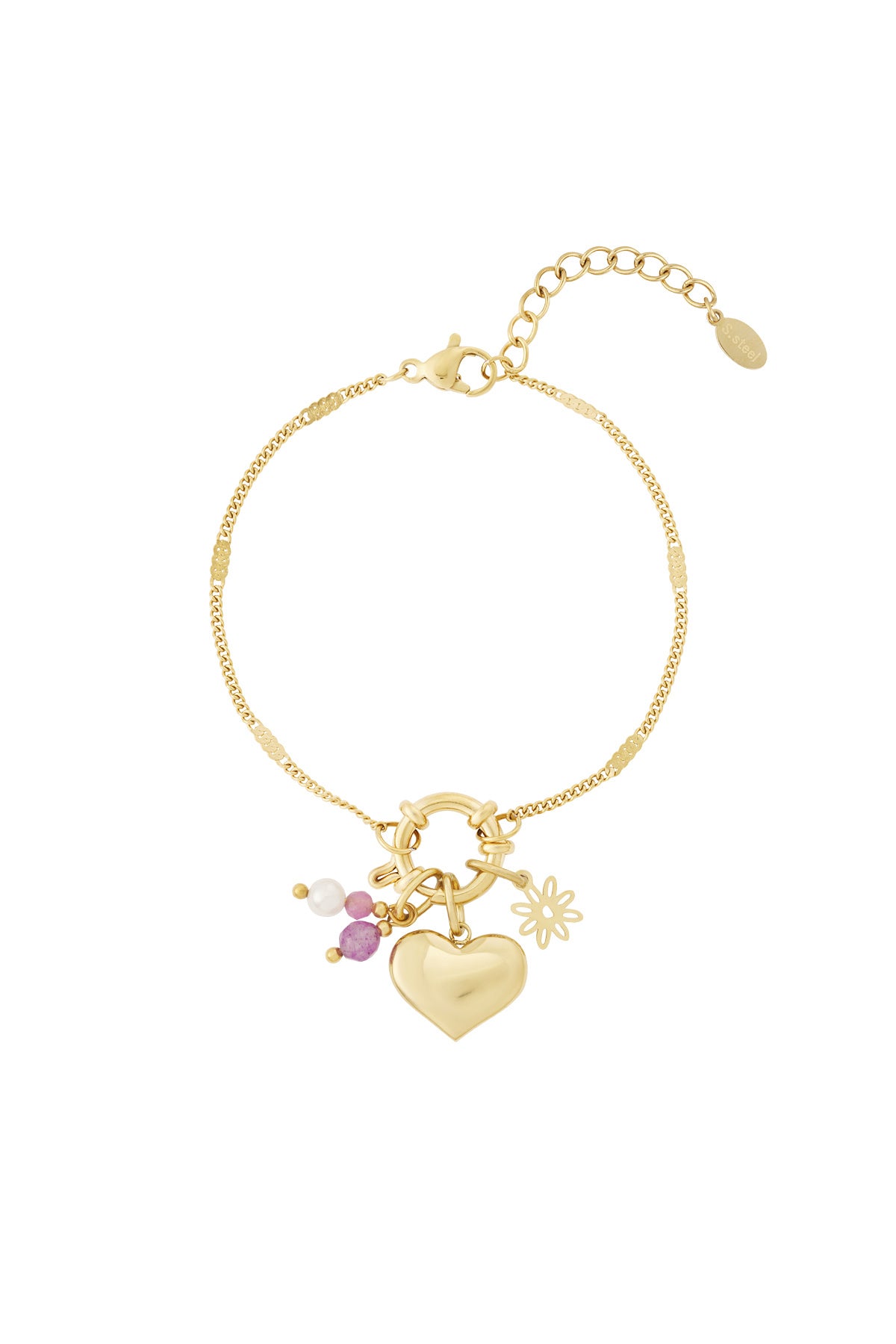 Gouden hartarmband met verwisselbare bedels