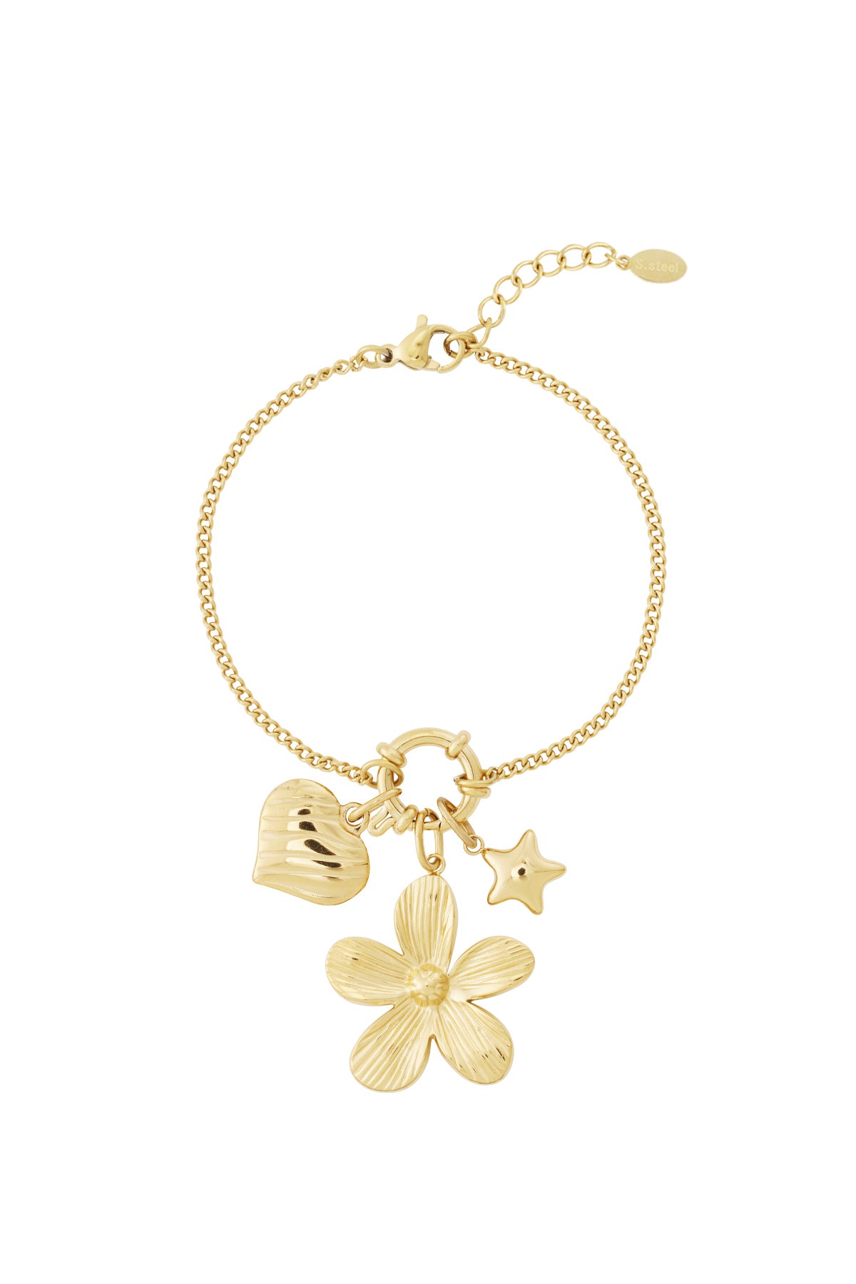 Gouden bloemendromenarmband met verwisselbare bedels