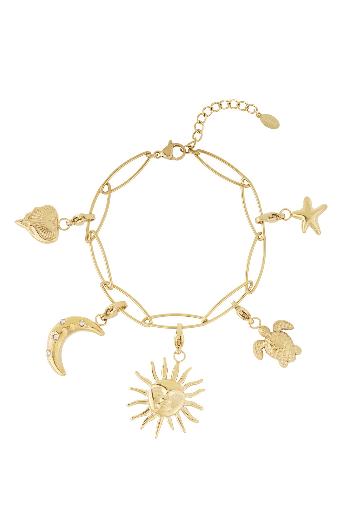 Hemelse bedelarmband met zon-, maan- en zeevrienden