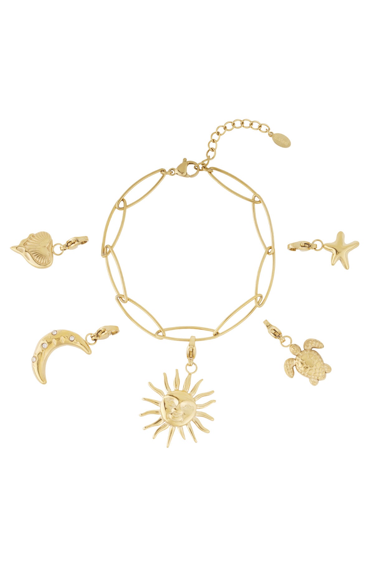 Hemelse bedelarmband met zon-, maan- en zeevrienden