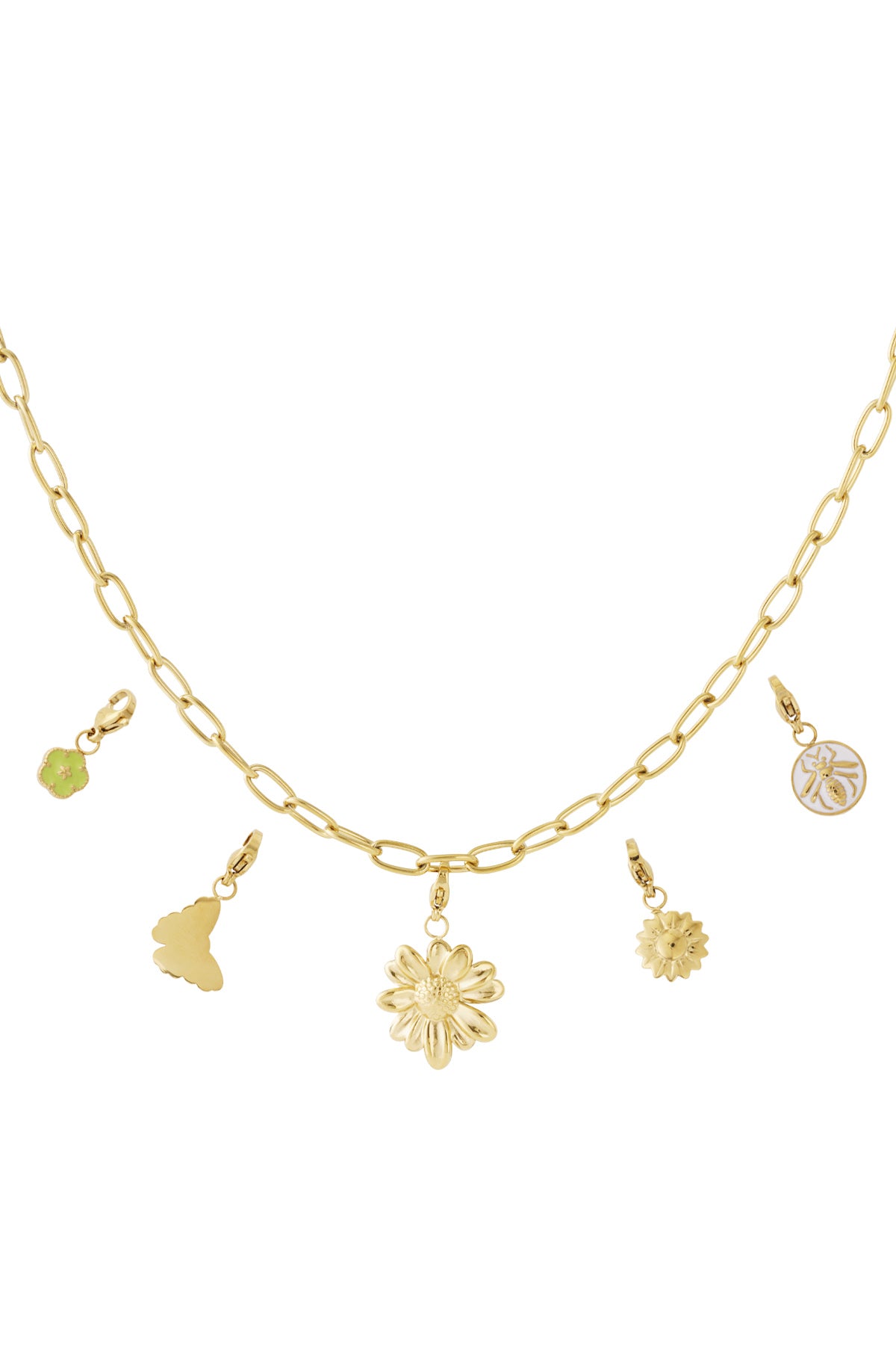 Ketting met vlinder- en bloemenbedels