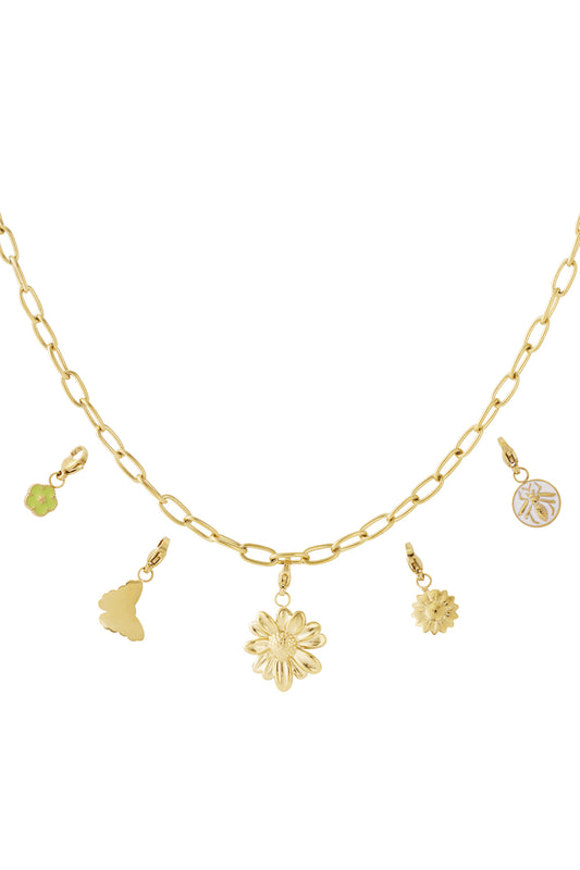 Ketting met vlinder- en bloemenbedels
