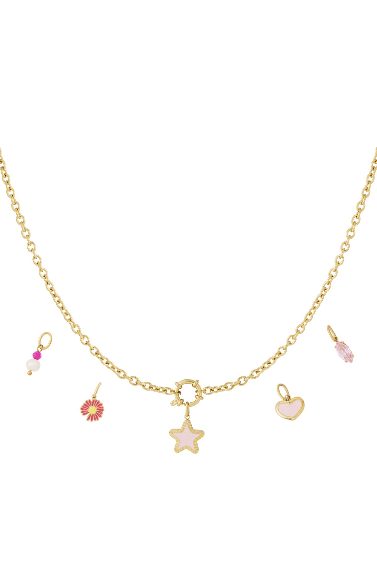 Ketting met ster- en hartbedels