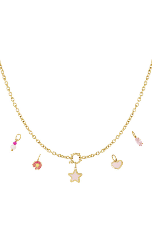 Ketting met ster- en hartbedels