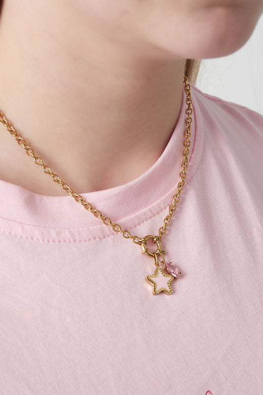 Ketting met ster- en hartbedels