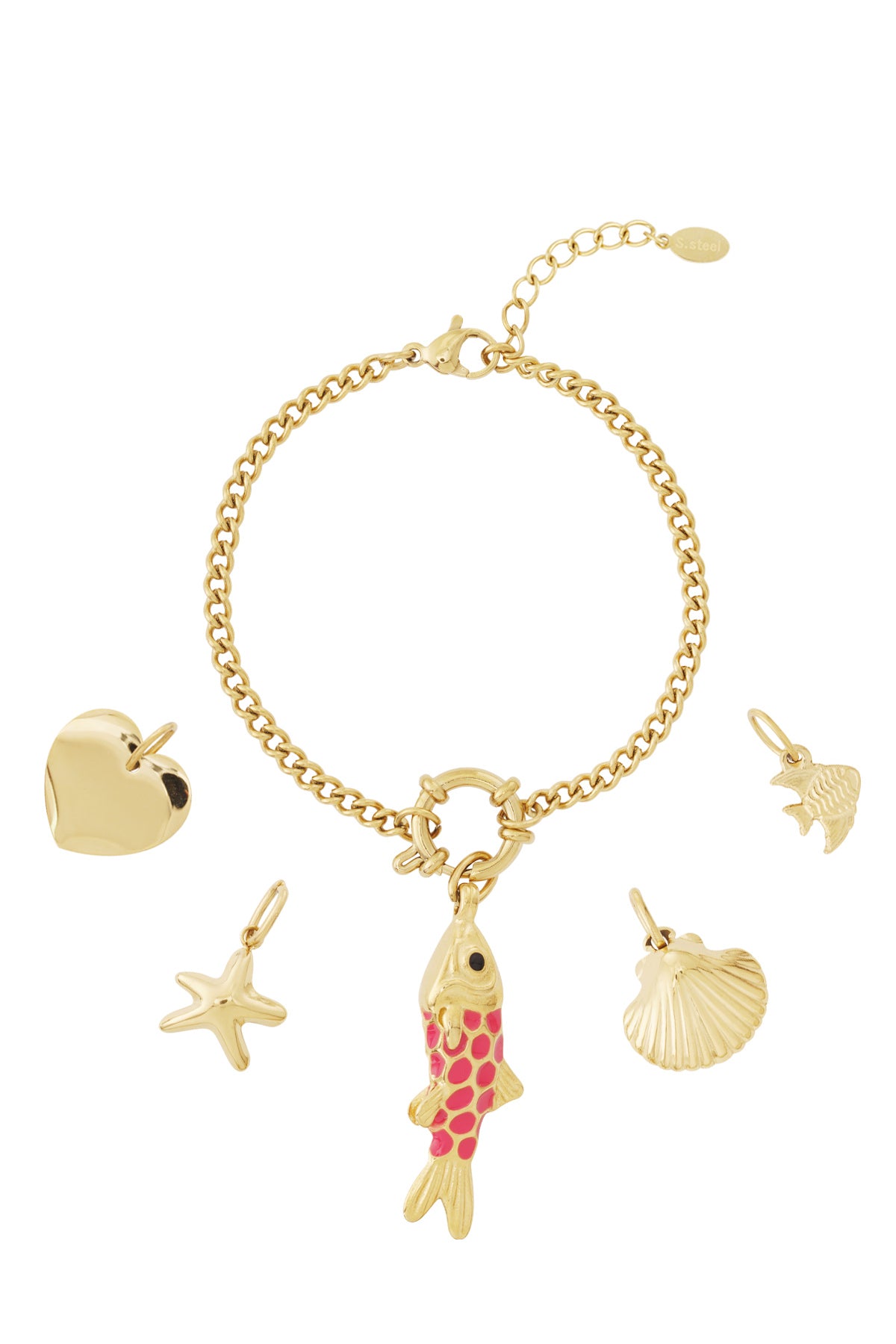 Gouden zeearmband met verwisselbare oceaanbedels