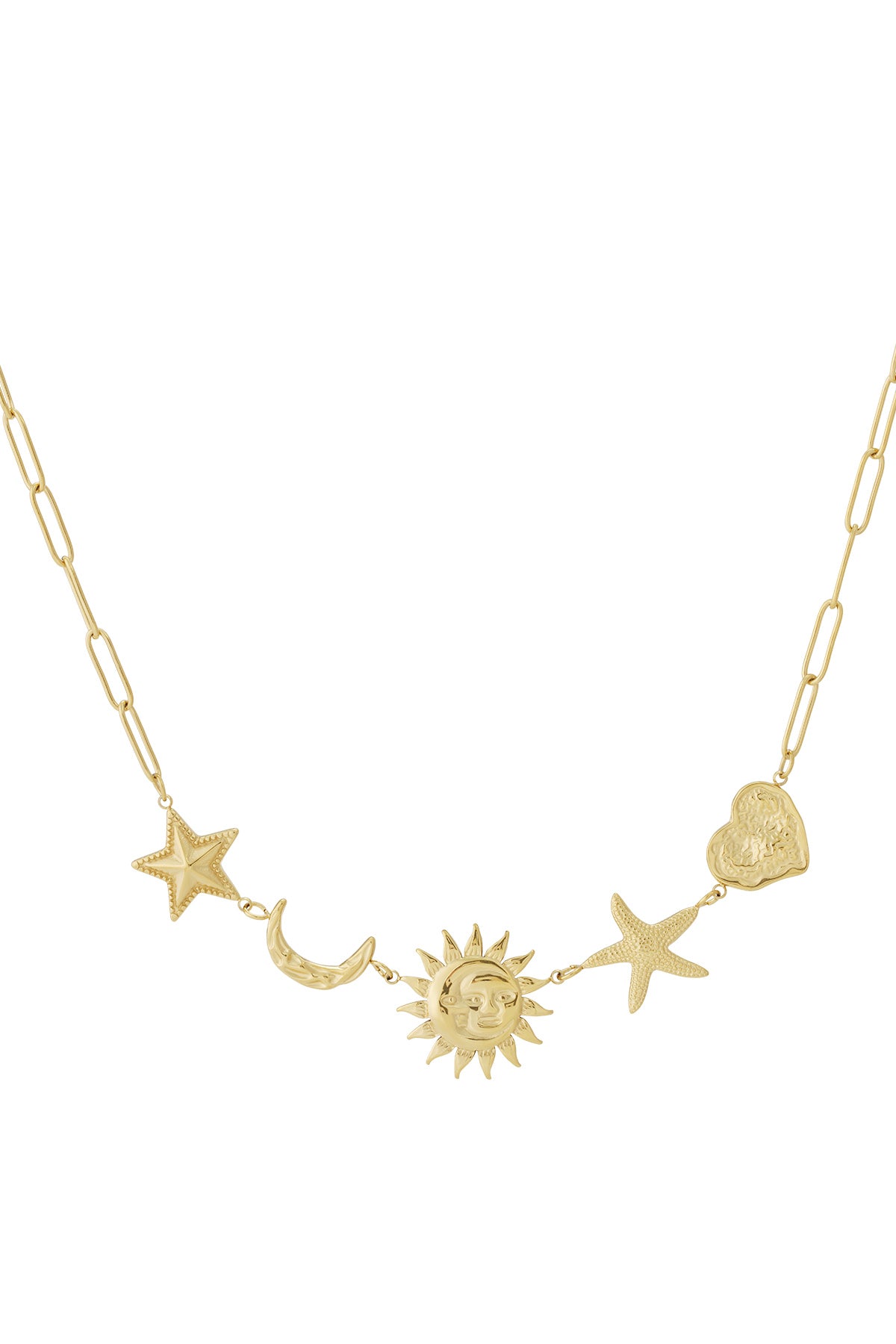 Ketting met zon-, maan- en sterbedels