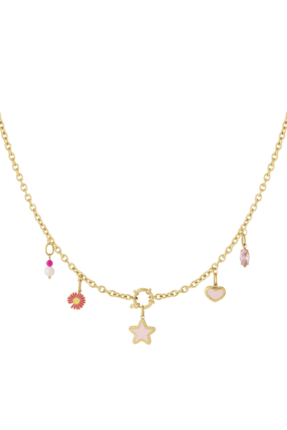 Ketting met ster- en hartbedels