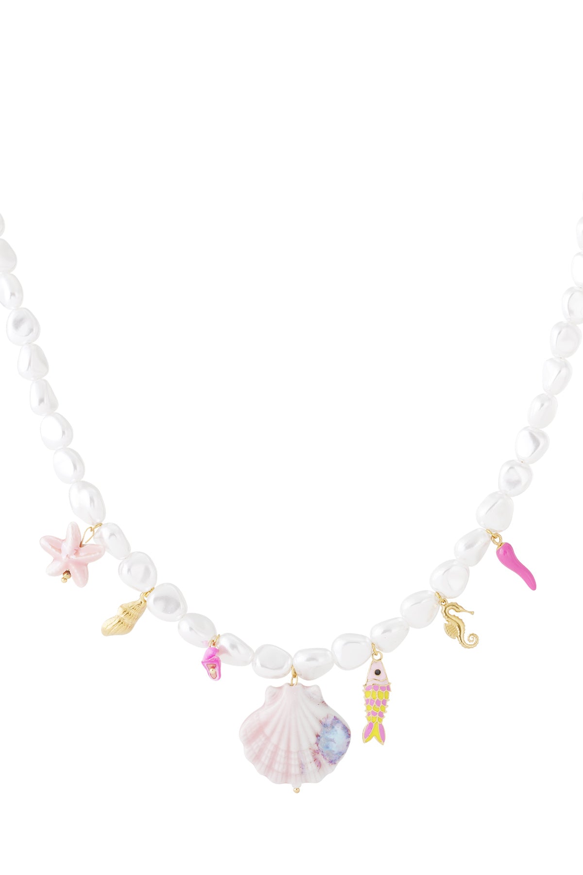 Parelketting met kleurrijke bedels
