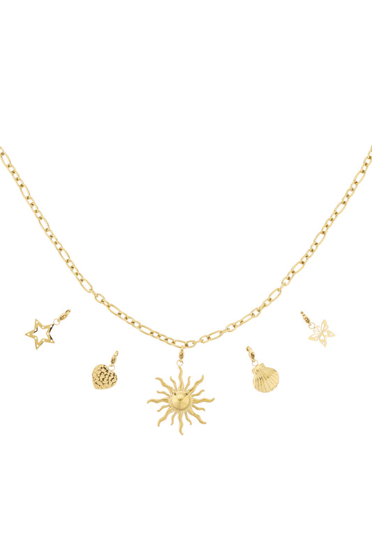 Ketting met zon- en strandbedels