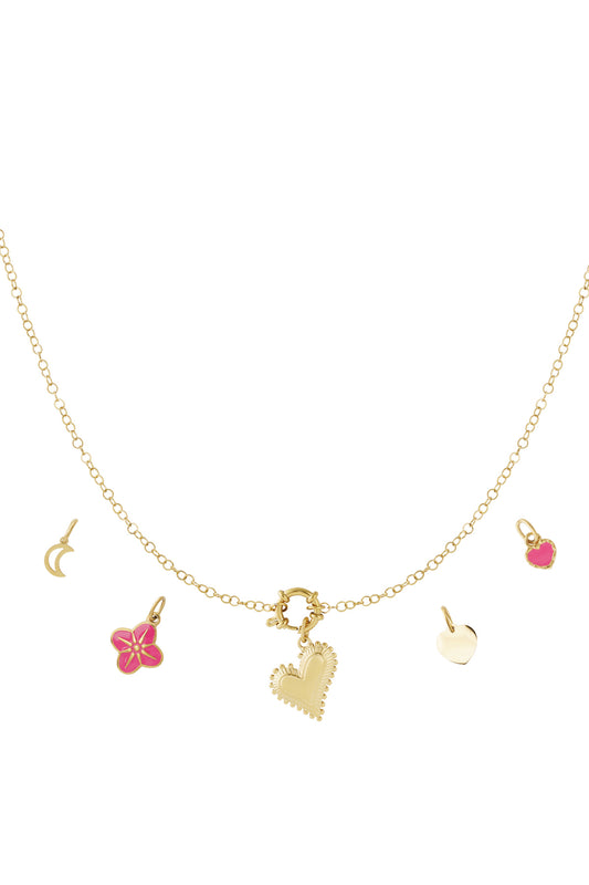 Ketting met hartjes en maan