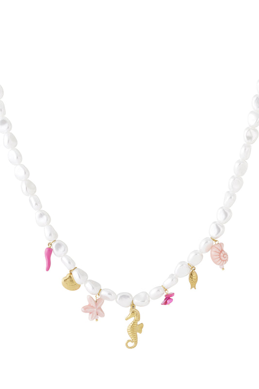 Ketting met zeepaardje en oceaan bedeltjes