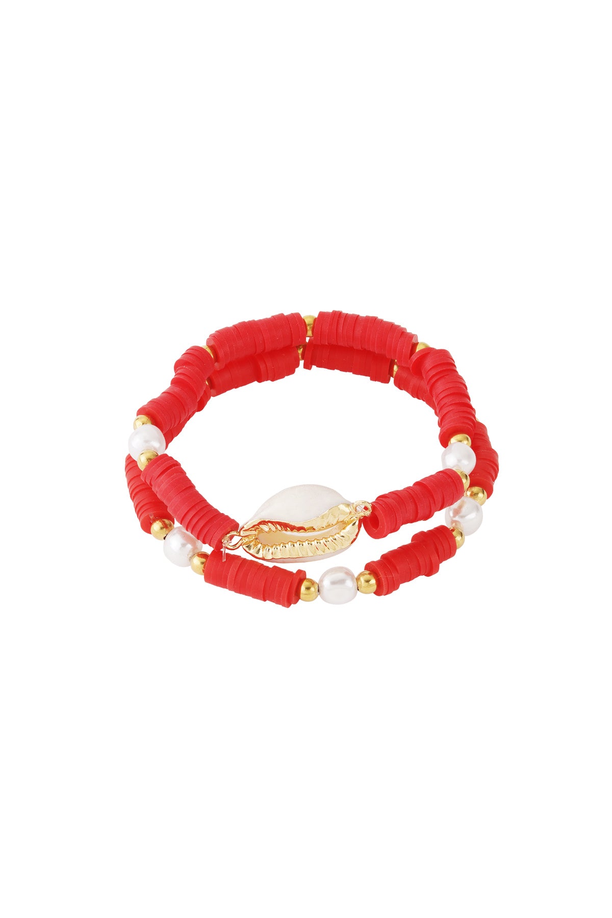 Dubbellaagse kauri-schelp armband