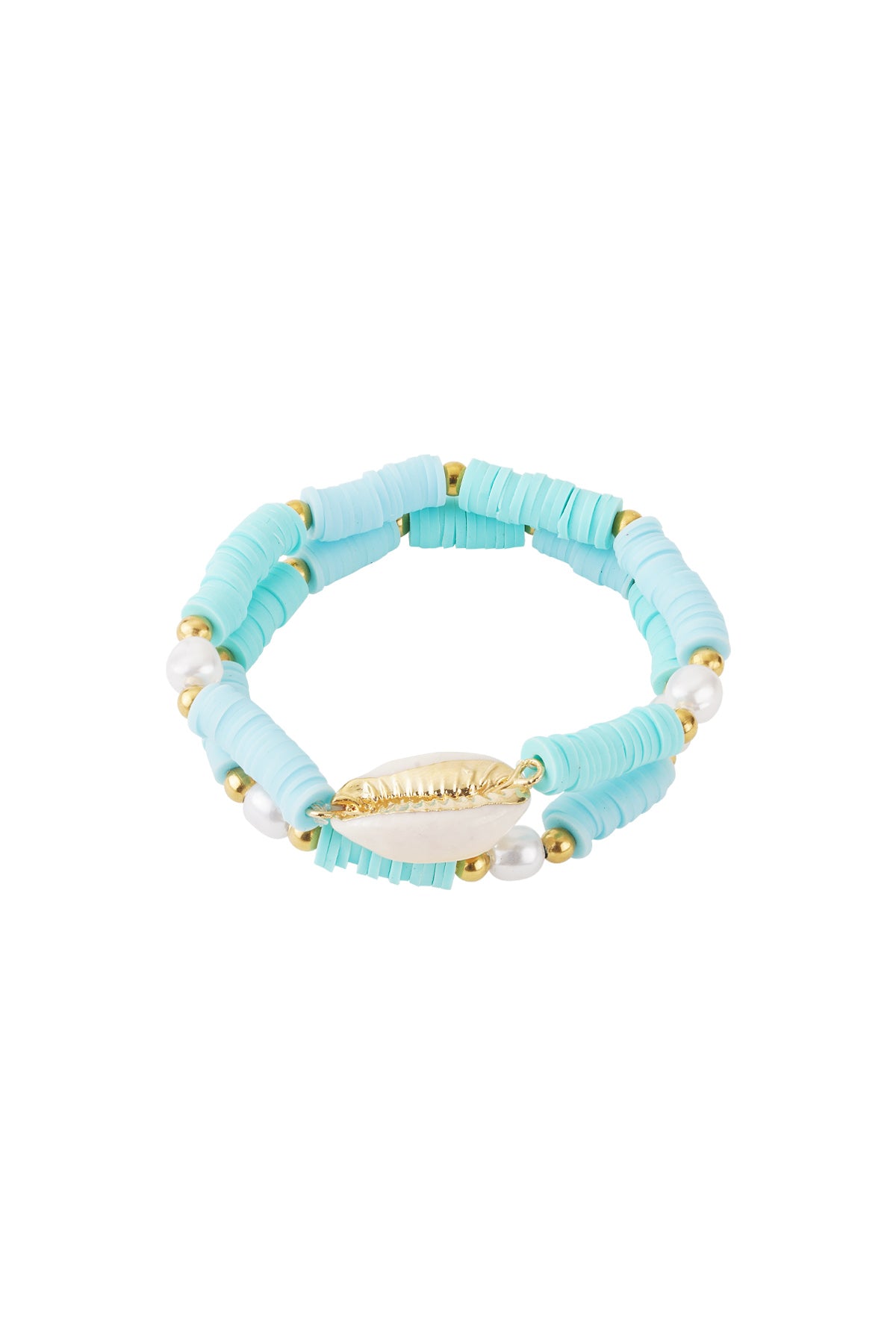 Dubbellaagse kauri-schelp armband
