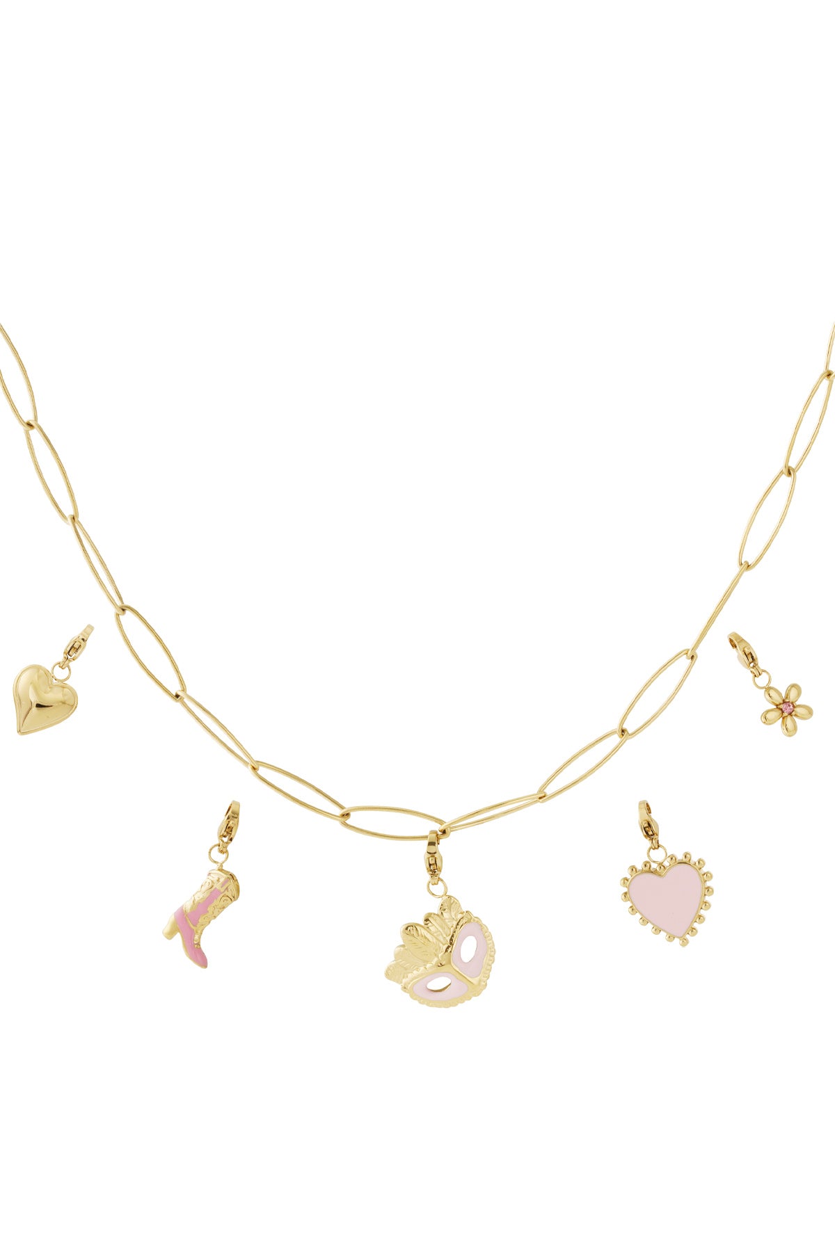 Ketting met roze hart en tasbedel