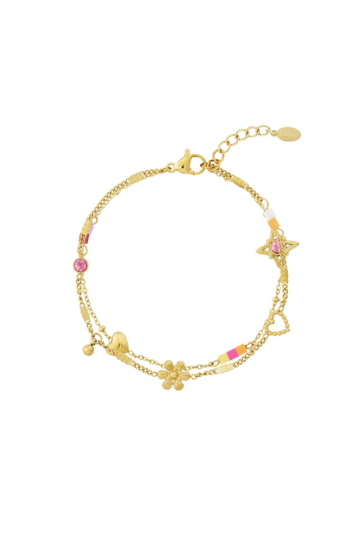 Armband met bedels en bloemen