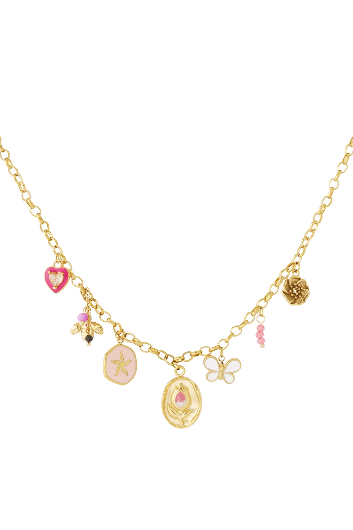 Ketting met bedels en bloemen