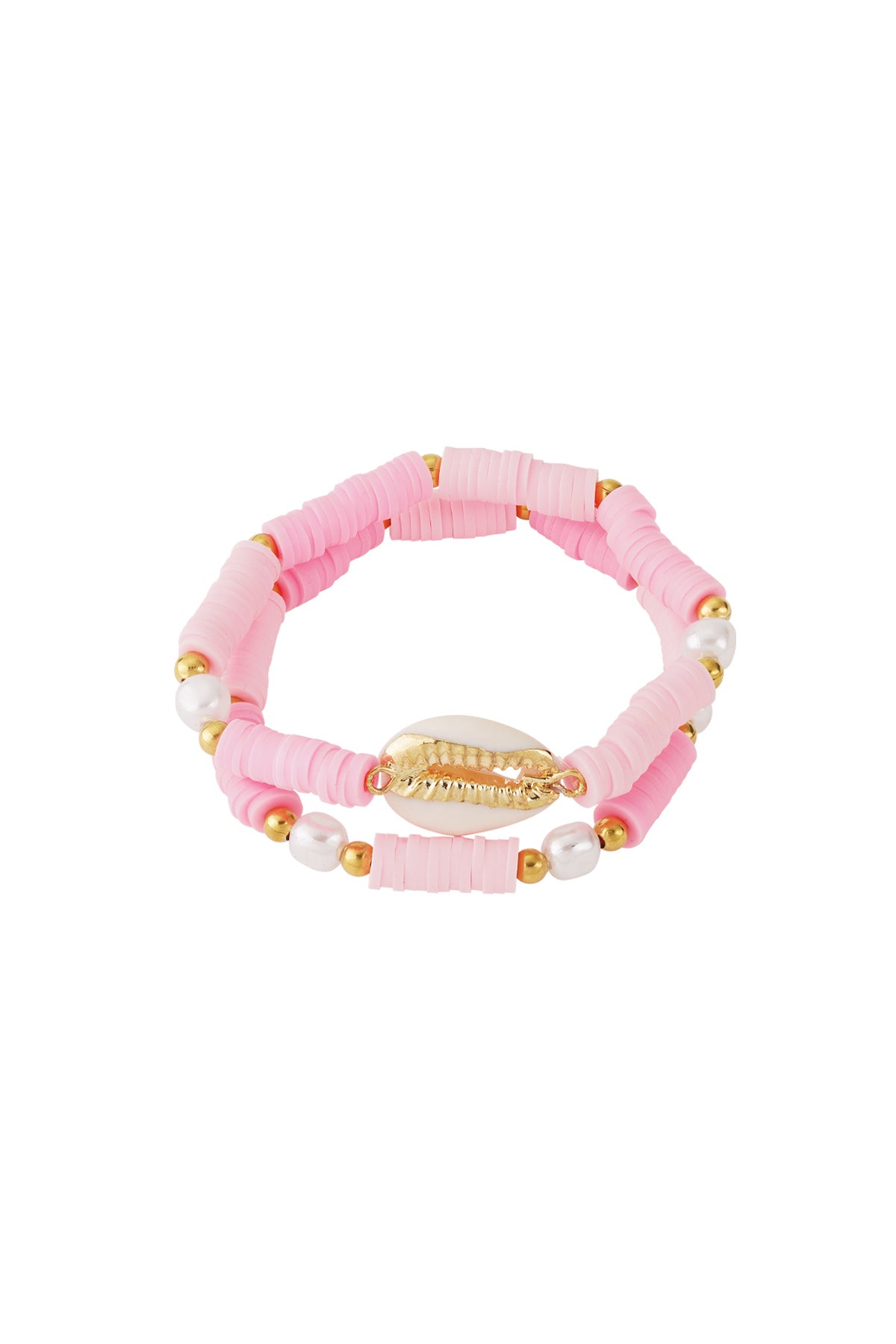 Dubbellaagse kauri-schelp armband